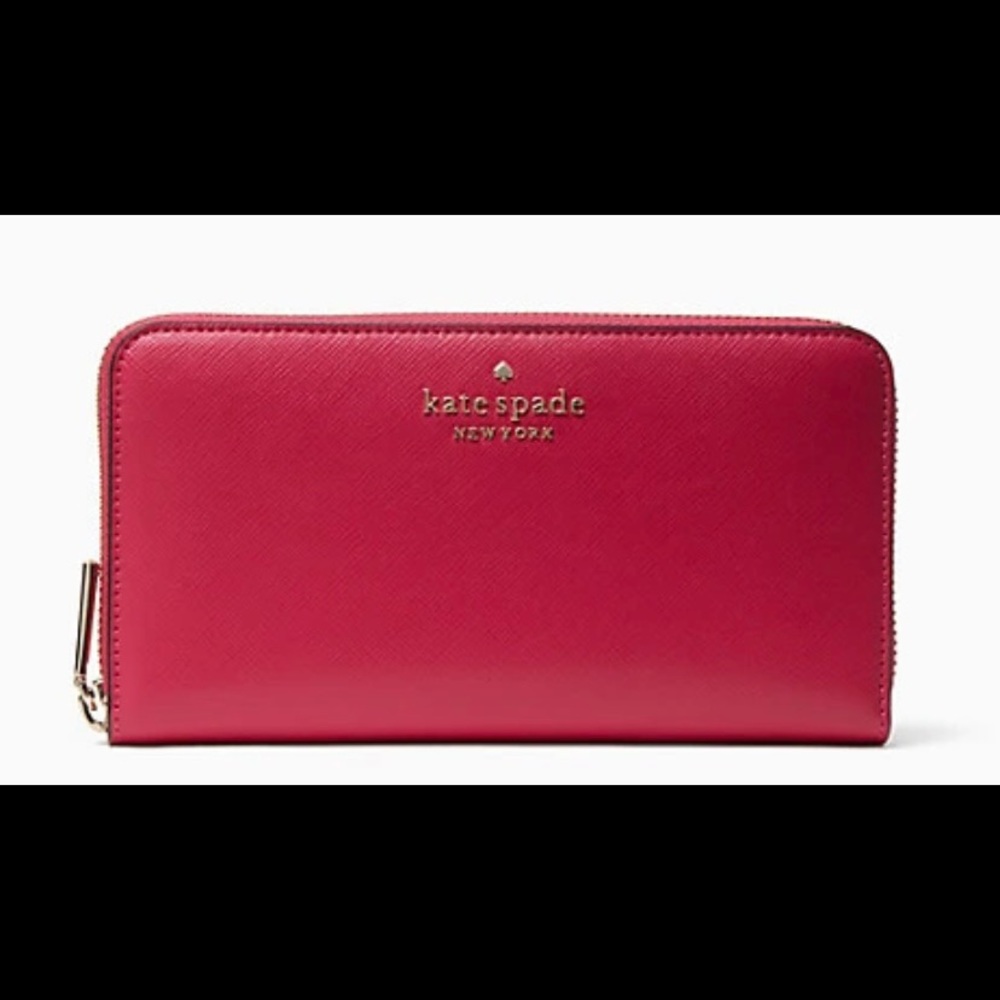 NWT KATE SPADE STACI LARGE CONTINENTAL WALLET PINK RUBY